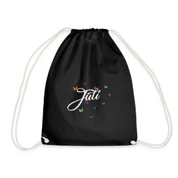 JULY - Girl's name with colorful butterflies - Drawstring Bag - black - Front