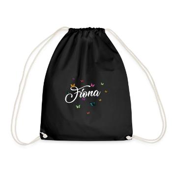 FIONA - Nom de fille avec des papillons colorés - Sac de sport léger - noir - Devant