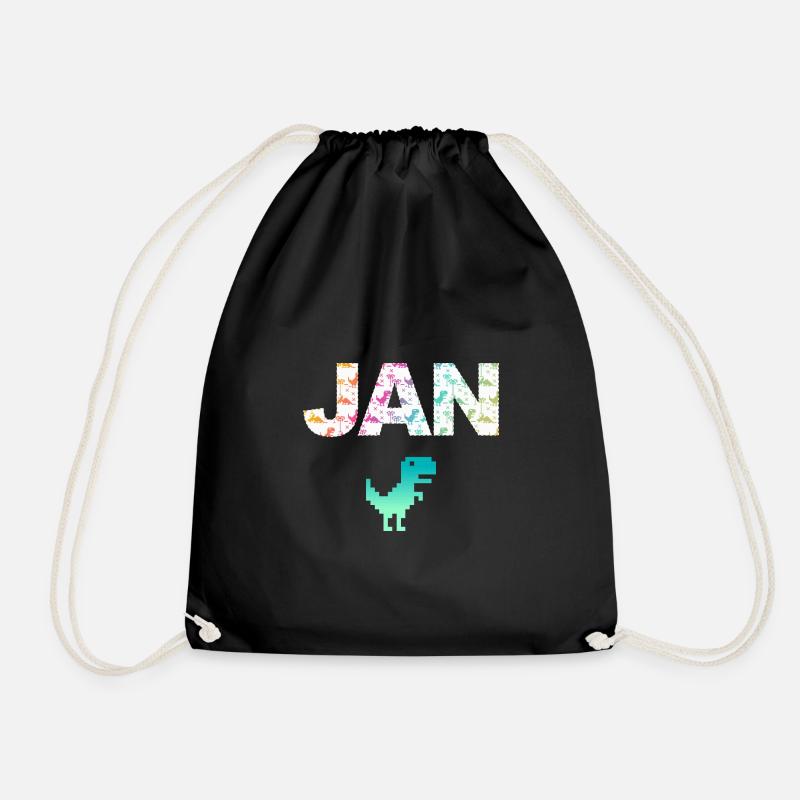 JAN - Schöner Jungen Name mit Dinosaurier - Turnbeutel - Schwarz