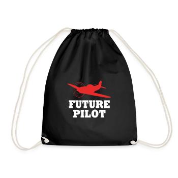 Pilot Airplane - Drawstring Bag - black - Front