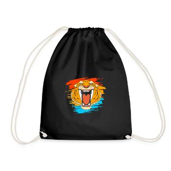 Tigre à dents de sabre - Sac de sport léger - noir - Devant