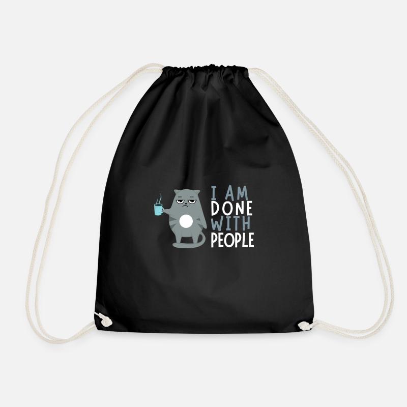 I'm done with people - Drawstring Bag - black