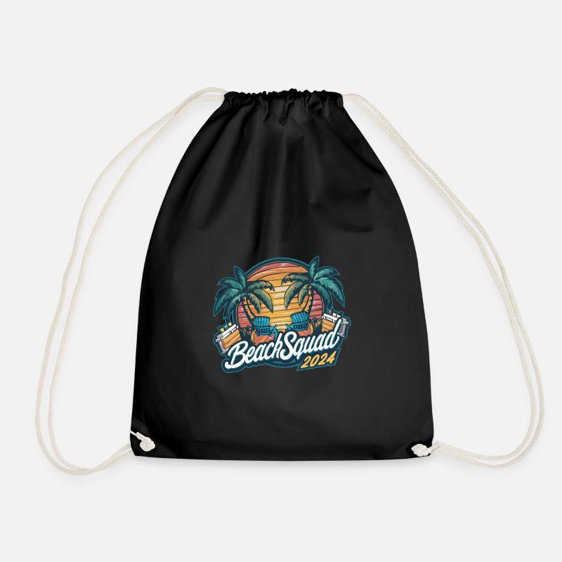 Beach Squad 2024 Tropischer Sonnenuntergang - Turnbeutel - Schwarz