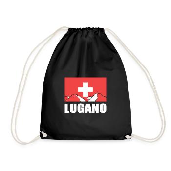 Switzerland Lugano - Drawstring Bag - black - Front