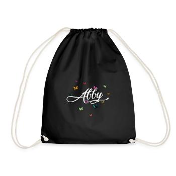 ABBY - Girl Name with Colorful Butterflies - Drawstring Bag - black - Front