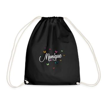 MONIQUE - Prénom de fille avec des papillons colorés - Sac de sport léger - noir - Devant