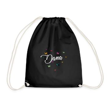 DANA - Nom de fille avec des papillons colorés - Sac de sport léger - noir - Devant
