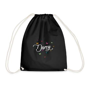 DARCY - Girl's name with colorful butterflies - Drawstring Bag - black - Front