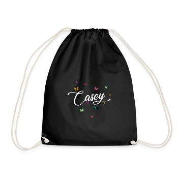 CASEY - Nom de fille avec des papillons colorés - Sac de sport léger - noir - Devant