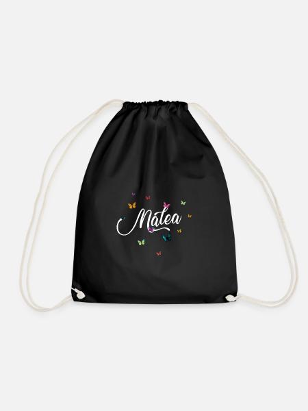 MALEA - Mädchen Name mit bunten Schmetterlingen - Turnbeutel - Schwarz