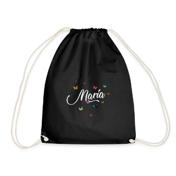 MARIA - Girl Name with Colorful Butterflies - Drawstring Bag - black - Front