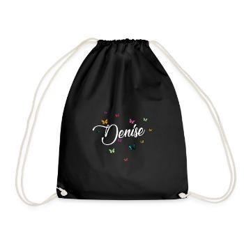 DENISE - Nom de fille avec des papillons colorés - Sac de sport léger - noir - Devant