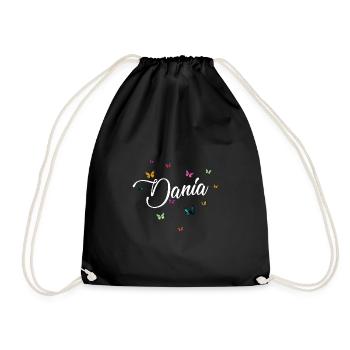 DANIA - Girl's Name with Colorful Butterflies - Drawstring Bag - black - Front