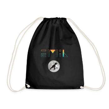 EMIL - Beautiful boy name with dinosaur - Drawstring Bag - black - Front