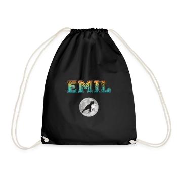 EMIL - Beautiful boy name with dinosaur - Drawstring Bag - black - Front