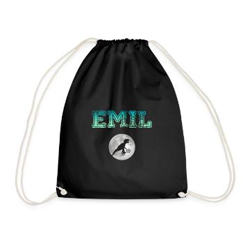 EMIL - Beautiful boy name with dinosaur - Drawstring Bag - black - Front