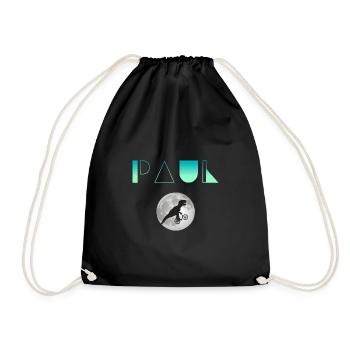 PAUL - Beautiful boy name with dinosaur - Drawstring Bag - black - Front