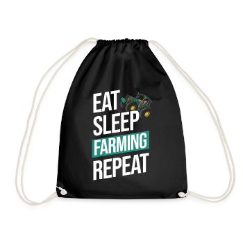 Eating Sleeping Farm Saying - Drawstring Bag - black - Front