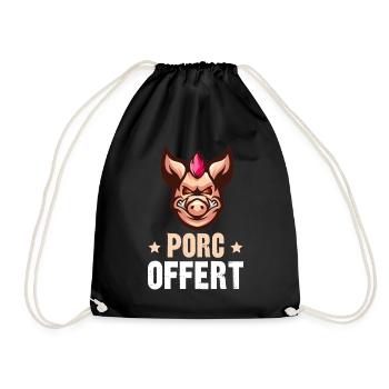 porc offert - Sac de sport léger - noir - Devant
