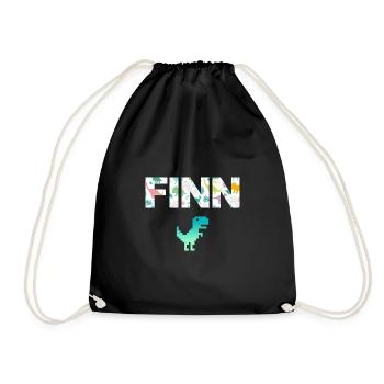 FINN - Schöner Jungen Name mit Dinosaurier - Turnbeutel - Schwarz - Vorne