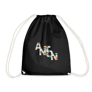 ANTON - Beau prénom de garçon avec dinosaure - Sac de sport léger - noir - Devant