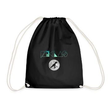 NIKLAS - Beautiful boy name with dinosaur - Drawstring Bag - black - Front