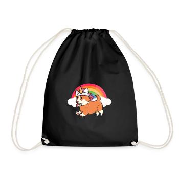 Corgi Unicorn - Drawstring Bag - black - Front