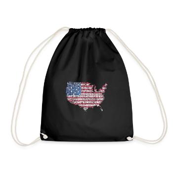 Patriotisches Puzzle Flagge Amerikanischer Stolz - Turnbeutel - Schwarz - Vorne