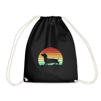 Dachshund - Drawstring Bag - black - Front