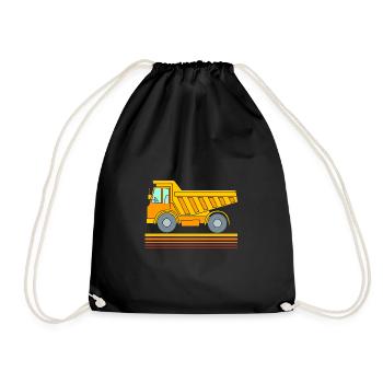 Construction Trailer Construction Site Vehicle Children's Birthday Party - Drawstring Bag - black - Front