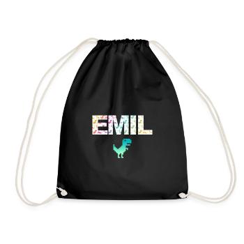 EMIL - Beautiful boy name with dinosaur - Drawstring Bag - black - Front