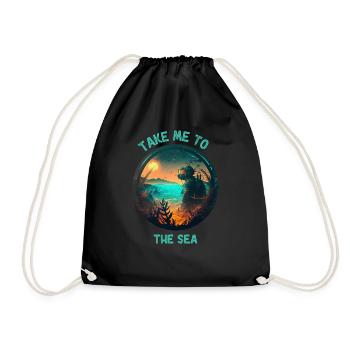 Retro Sonnenuntergang Bringe mich ans Meer Taucher - Turnbeutel - Schwarz - Vorne