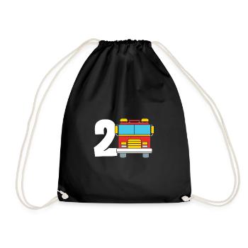 Fire engine children's birthday party - Drawstring Bag - black - Front