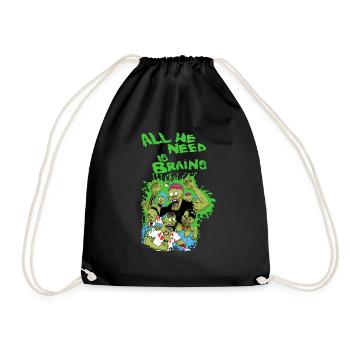 zombies love brains - Turnbeutel - Schwarz - Vorne
