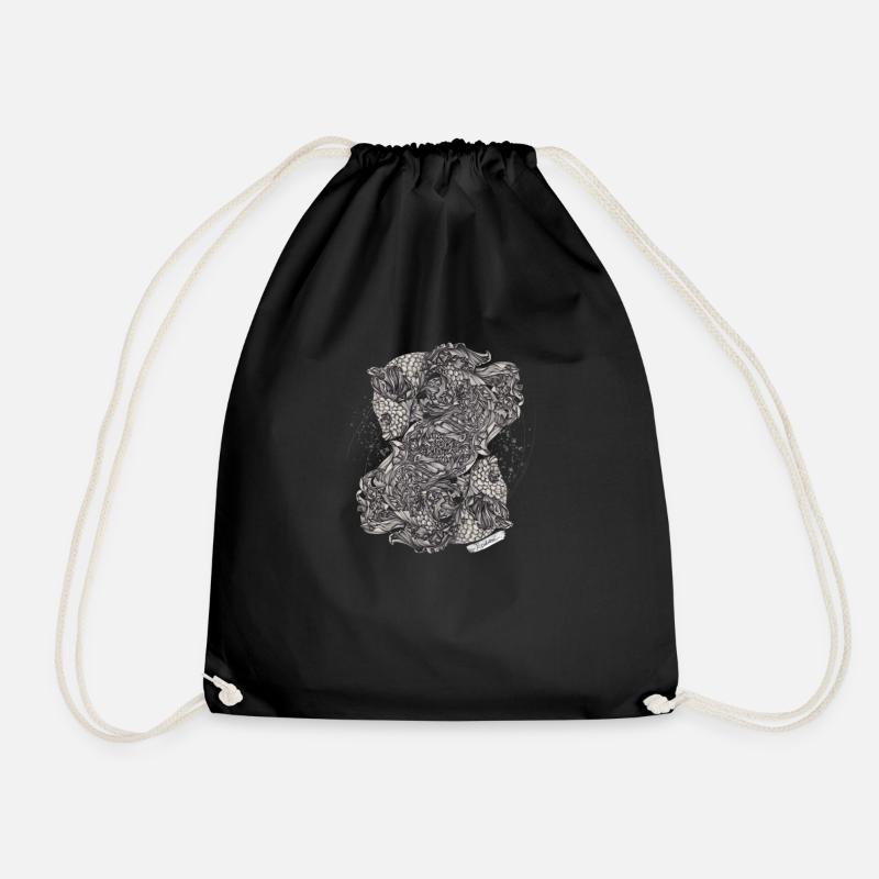 Pisces Zodiac - Drawstring Bag - black
