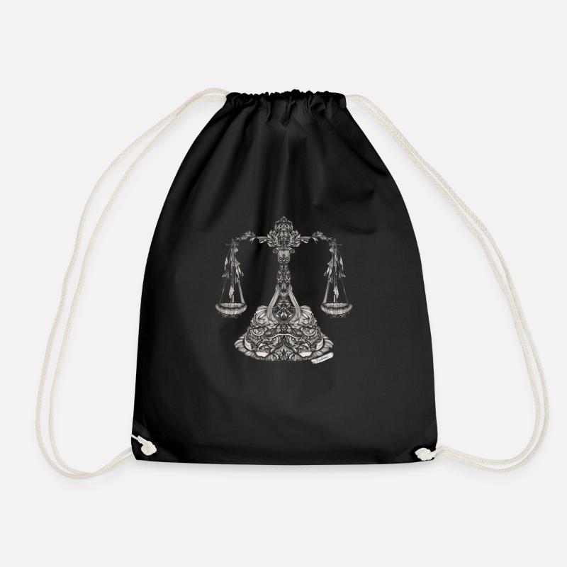 Libra Zodiac - Drawstring Bag - black
