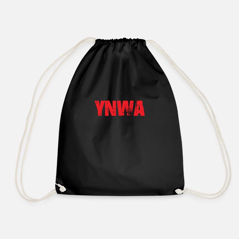 ynwa in red - Drawstring Bag - black