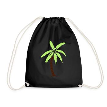 Palme - Sommer - Strand - Turnbeutel - Schwarz - Vorne
