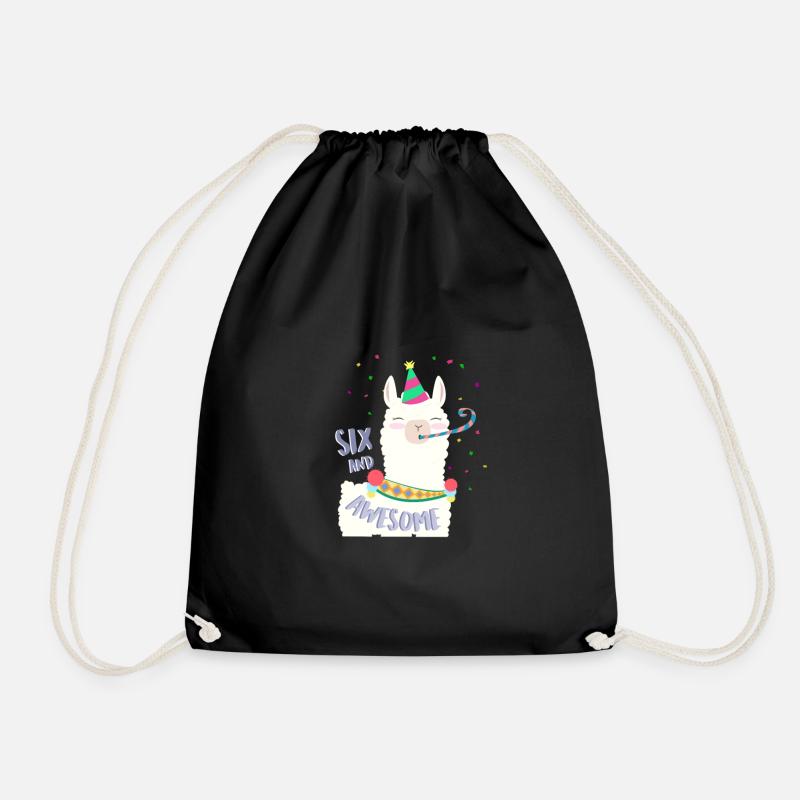6th birthday - Drawstring Bag - black
