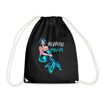 Meerjungfrau Mutter Mermaid Mom Mama Geschenk - Turnbeutel - Schwarz - Vorne