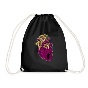 Heart full of mushrooms - Drawstring Bag - black - Front