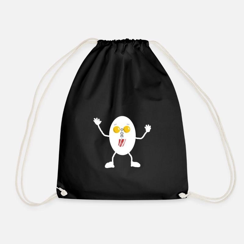 funny egg man - Drawstring Bag - black
