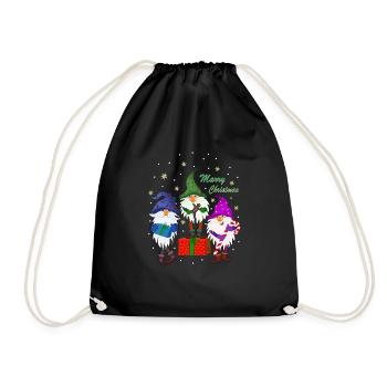 Weihnachten Gnome Kobolde Zwerge Weihnachtsgnome - Turnbeutel - Schwarz - Vorne