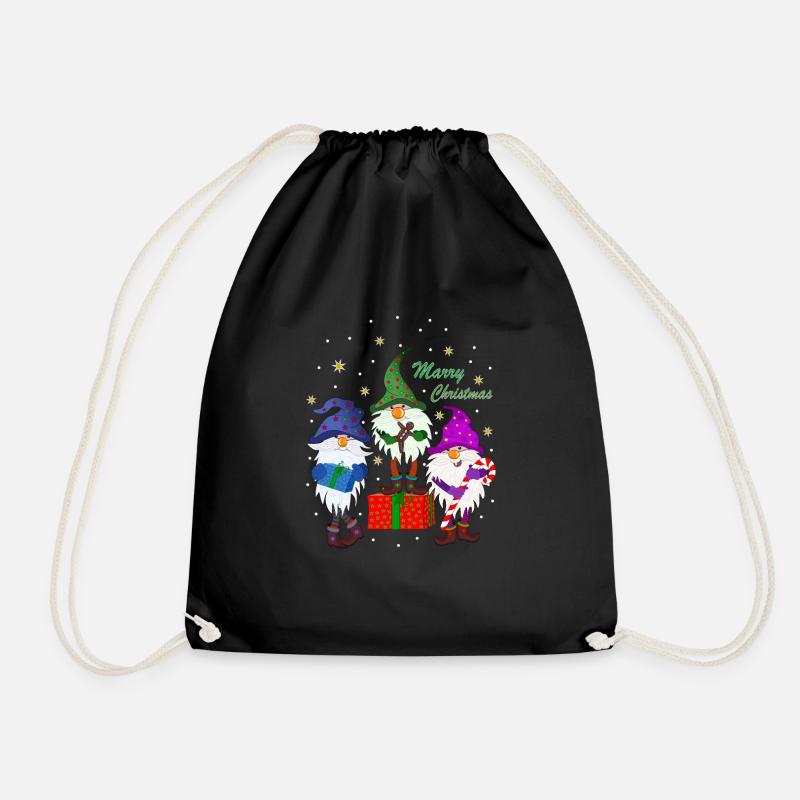 Christmas gnomes goblins gnomes Christmas gnomes - Drawstring Bag - black