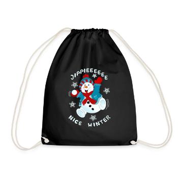 Snowman - Drawstring Bag - black - Front