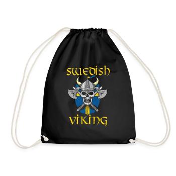 Suède Vikings hache bouclier tête de mort cadeau - Sac de sport léger - noir - Devant