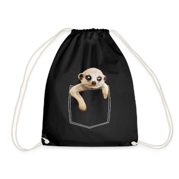 Suricate suricate dans la poche poitrine chemise chemise - Sac de sport léger - noir - Devant