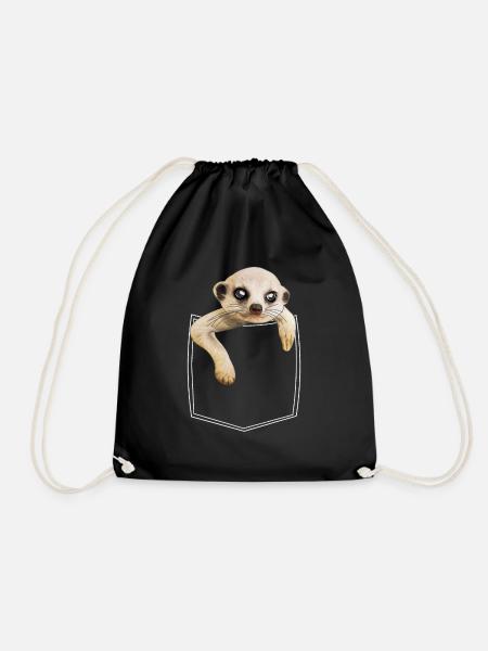 Suricate suricate dans la poche poitrine chemise chemise - Sac de sport léger - noir