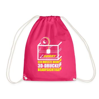 Lustiger 3D Drucker Spruch 3D-Druck Sprüche - Turnbeutel - Fuchsia - Vorne