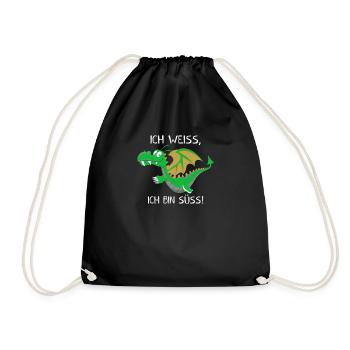 Süßer Drache Kinder Geschenk Kleinkinder Drachen - Turnbeutel - Schwarz - Vorne
